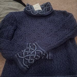 Women's Blue Purple authentic Irish Cable Sweater